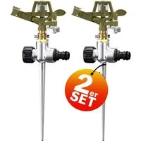 Gardebruk Kreisregner, Sprinkler 2er Set Erdspieß Sprengweite bis 24m Garten Impulsregner