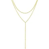 Hey Happiness Y-Kette Layer, Zweireihige Damen Rolokette, Edelstahl Y Gliederkette, Halskette Lasso wasserfest