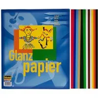 Idena Bastelkartonpapier Idena Glanzpapier A4 12 Blatt sort.,gummiert