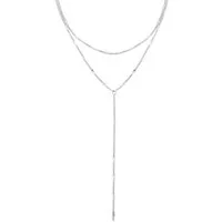 Hey Happiness Y-Kette Zweireihiges Collier, Elegante Layer Kette Damen Edelstahl, wasserfest