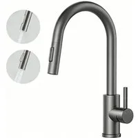 AICA Küchenarmatur Wasserhahn Küche mit Hochdruck, ausziehbar & 360° schwenkbar Einhebelmischer mit 2 Strahlarten, Mischbatterie für Spüle