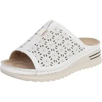 Ital-Design Damen Slipper mit Cut-outs und Komfortsohle Plateausandaletten (91849133) Keilabsatz/Wedge Keilsandaletten in Weiß