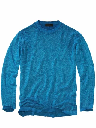 Mey & Edlich Herren Sommernacht-Pullover Blau 68 % Leinen, 32 % Baumwolle