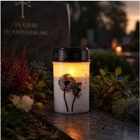 MARELIDA LED-Kerze LED Grablicht Grabkerze Pusteblume bis 2500 Std. Friedhofskerze 12cm (1-tlg)