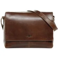 SID & VAIN Messenger Bag SPENCER XL groß Laptop-Tasche 15 Zoll echt Leder, Umhaengetasche Laptop Fach Herren Damen Schultertasche hell-braun