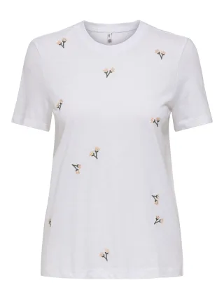 ONLY - ONLKETTY SLUB S/S O-NECK TOP JRS Bright White - Gr. - L