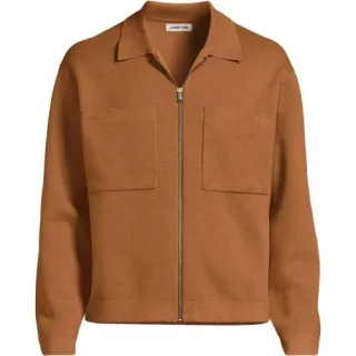 Feinstrick-Cardigan mit Reißverschluss für Herren, Herren, size: regular, Braun, Baumwolle, by Lands' End