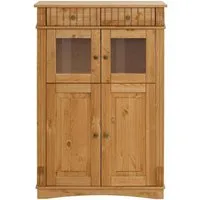 OTTO home Highboard Teresa Mini-Vitrine mit Glastüren und 2 Schubkästen, Kommode, aus massiver Kiefer, Breite 84 cm, FSC®