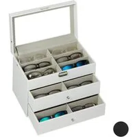 relaxdays Brille Brillenbox für 18 Brillen, weiß