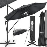 tillvex Sonnenschirm tillvex® Premium Alu Sonnenschirm 330 cm + Abdeckung & Windsicherung, Premium-Series, inkl. Regenabdeckung, Ampelschirm 6-fach Verstellbar mit Kurbel