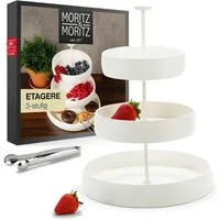Moritz & Moritz Etagere Obst Etagere, Steingut, (3 Etagen, 2-tlg), Perfekt als Obstschale für Obst Aufbewahrung, Muffins und Cupcakes