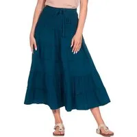 KUNST UND MAGIE Stufenrock Sommerrock Damen Rock Baumwolle – Boho Maxirock mit elastischer Taille