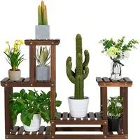 Yaheetech Blumenständer Pflanzenständer 5 Etagen, aus Holz, für Balkon/Garten, 95 × 25 × 73 cm