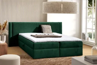 Boxspringbett Schlafzimmerbett CEDRIC 160x200cm Stoff Magic Velvet Flaschengrün