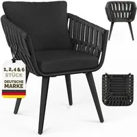 tillvex Gartentisch tillvex® Gartenstuhl Set Wetterfest mit Armlehne Rope Design (Gartenstühle UV-beständig Terrassenstuhl Rope Sessel Gartenmöbel, 1-St., Design Terrasse Balkon Outdoor Garten), belastbar
