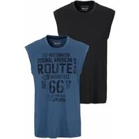 Man's World Muscleshirt (2er-Pack) ärmellos, bedruckt, Rundhalsausschnitt, aus 100% Baumwolle