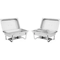Royal Catering Speisenwärmer Chafing Dish Set 2 x 8L inkl. GN 1/1 + 1/2 + 2x 1/4 Warmhaltebehälter