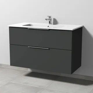 Sanipa 3way Waschtischunterbau zu Duravit ME by Starck Waschtisch mit 2 Auszügen, Graphit-Matt UP7261B