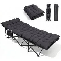 Sekey Feldbett Campingbett klappbar Campingliege Angelliege Klappbett bis 200 kg 190 x 71 x 35 cm Klappbett mit Matratze, für Garten Camping Outdoor