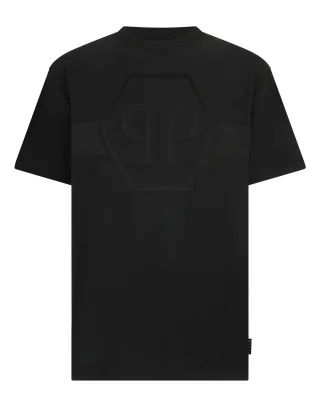 Round Neck T-Shirt Jacquard Hexagon Line