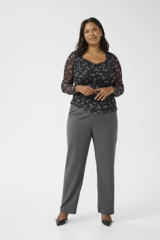 Langarm-Bluse Tight fit Black/White Flower Print floral