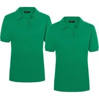 James & Nicholson Poloshirt Doppelpack Feines Damen Piqué-Poloshirt mit gestrickten Bündchen JN071 (Doppelpack, 2er-Pack) Sportlicher Schnitt mit Seitenschlitzen