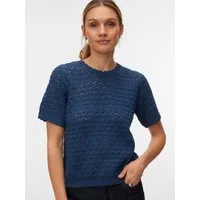 Vero Moda Stricktop VMJAQUELINE SS O-NECK TOP BOO mit zartem Muster