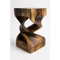 FaHome Beistelltisch Holz: Flambierter, Handgefertigter & Hochwertiger Holzhocker, Massiv (50x28x28)