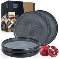 Moritz & Moritz Tafelservice SOLID 4x Dinnerteller Grau (4-tlg), 4 Personen, Steinzeug, Geschirrset