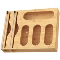 relaxdays Wandrollenhalter Folienspender 6 in 1 Bambus