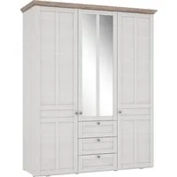 FORTE Kleiderschrank Iloppa, Schlafzimmerschrank im Landhausstil Maße: B/H/T ca. 155x192,6x57,3 cm, Schrank mit Spiegel