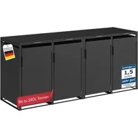 STEELSØN Mülltonnenbox Thoria 240L aus verzinktem Stahl (Graphitschwarz, verfügbar mit 1, 2, 3, 4, oder 5 Türen), Für 4 Tonnen