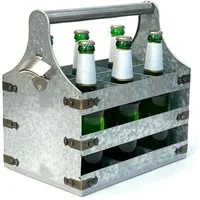 DanDiBo Flaschenhalter Bierträger Metall mit Öffner Flaschenträger 6 Flaschen Flaschenöffner
