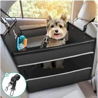POPOLIC Hunde-Autositz Hochwertiger Hundesitz Auto für kleine und Mittlere Hunde, Hunde Autositz mit Sicherheitsgurt, faltbar für den Rücksitz im Autos, Waschmaschinenfest, 100% Wasserdicht und Reißfest, 50x50x47cm