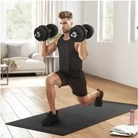 HOMCOM Hantel-Set mit Hantelscheiben, (Kurzhantel Set 25KG, Hantelset für Zuhause), Stahl, Kunstleder, Schwarz, Krafttraining
