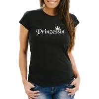 MoonWorks Print-Shirt Damen T-Shirt Princess Prinzessin Krone Crown Slim Fit mit Print
