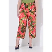 Ulla Popken Schlupfhose Culotte Rose Palmen weites Bein Elastikbund