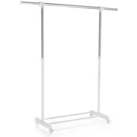 CARO-Möbel Garderobenständer SALA, Kleiderständer mit Rollen, Kleiderwagen aus Metall, Rollgarderobe weiß
