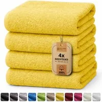 NatureMark Duschtuch 4er-Sparpack Frottier Duschtücher 70x140cm, 100% Baumwolle (4-St), Duschhandtuch 70x140cm Gelb