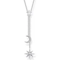 THOMAS SABO Kette mit Anhänger Stern & Mond silber, mit Zirkonia (synth)