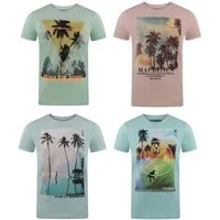 riverso T-Shirt Herren Printshirt RIVLukas 4er Pack Regular Fit (Vorteilspack, 4-tlg) Kurzarm Tee Shirt mit Rundhalsausschnitt aus 100% Baumwolle