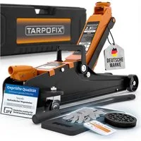 Tarpofix® Wagenheber Hydraulischer Wagenheber 2,5t flach für PKW SUV mit Koffer, max. Hubhöhe: 38 cm, Orange: Flacher Auto Wagenheber 2,5t in Orange mit Koffer