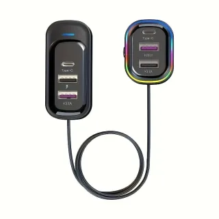 Car USB Charger Multi-Function 66W Super Fast Charging Car Rear Multi-Hole Wired Mobile Phone Charger Fast 6-port Car Ch