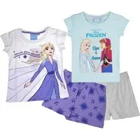 Disney Frozen Pyjama 2x Mädchen Schlafanzug kurzer Pyjama 4 Teile Gr. 104 110 128 140