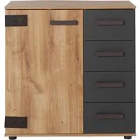Wimex Kombikommode Malmoe, Schrank mit 1 Tür und 4 Schubladen, Made in Germany, im rusikalen look, Industrial Design, 81x41x83cm