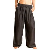 PANASIAM Stoffhose leichte Sommerhose Damen - weite Palazzohose 100% Viskose mit Taschen und Gummibund - Haremshose Unisex - Relaxhose für Urlaub und Alltag