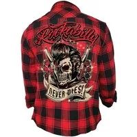GASOLINE BANDIT® Flanellhemd Herren Worker Hemd schwarz-rot kariert - Rockabilly Never Dies