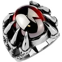 Taffstyle Fingerring Herren Ring Gothik Drachenklaue mit roten Kristall, Herren Edelstahl Massiv Breit Herrenring Männer Biker Rocker Schmuck