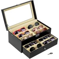 Youyijia Brillenetui Brillenbox für 12 Fächer Brillen Brillenkoffer Sonnenbrillen