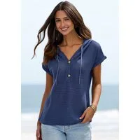 LASCANA Kapuzenshirt aus sommerlichem Waffelstrick Sommerhoody mit Knopfleiste